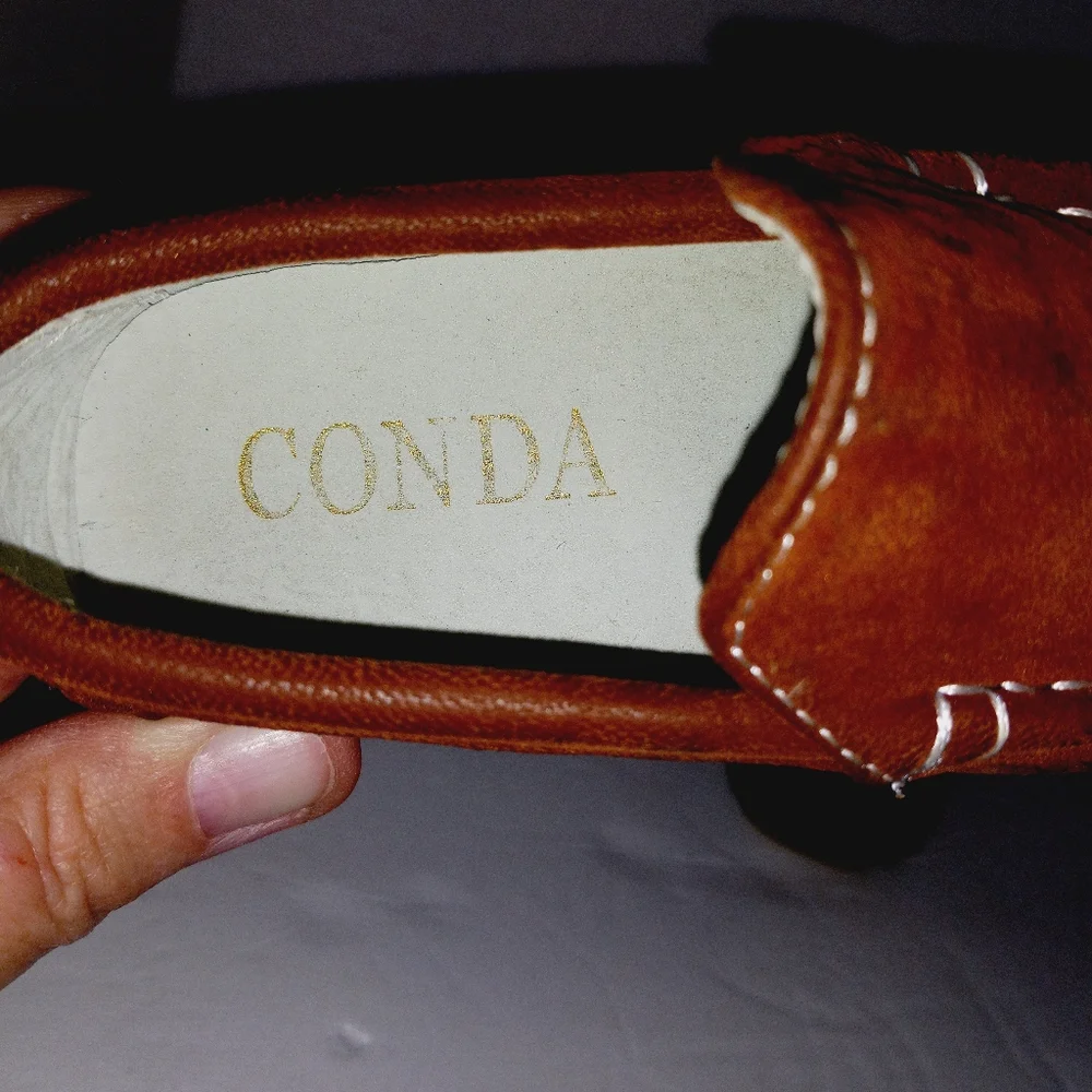 Conda size 23 (US 7) faux leather slip on loafers